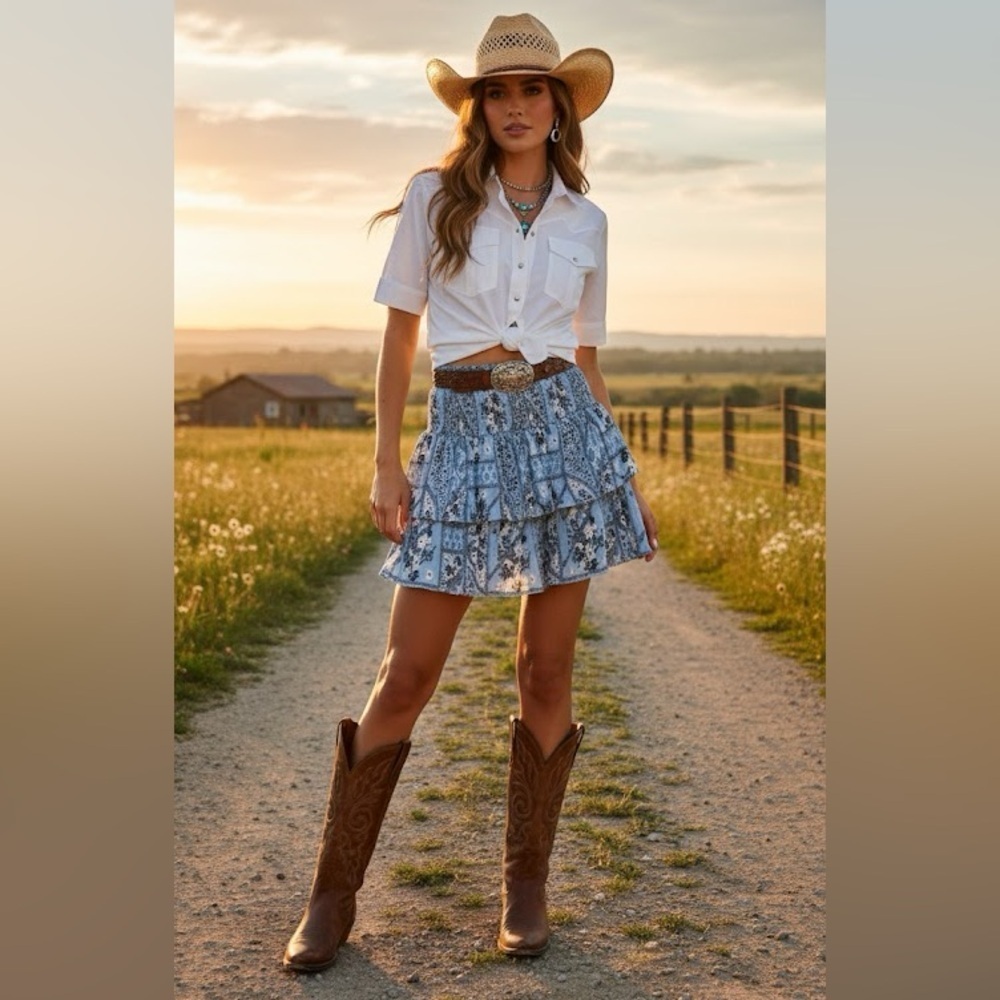 Wallflower Blue and White Mini Skirt